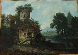 Gouache - anonyme XVIIIe paysage