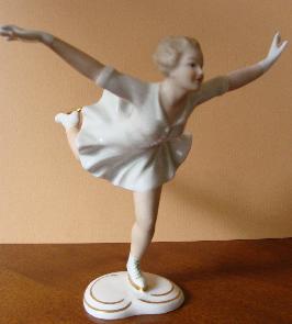 Statuette Wallendorf - patin. sur glace - design Schaubach