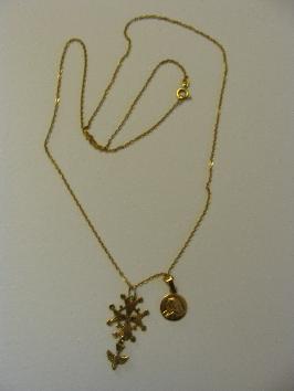 Chaînette croix protest. médaille vierge AU750