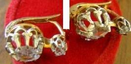 Boucles d'oreilles AU750 jne/bl.- serties de roses diamant